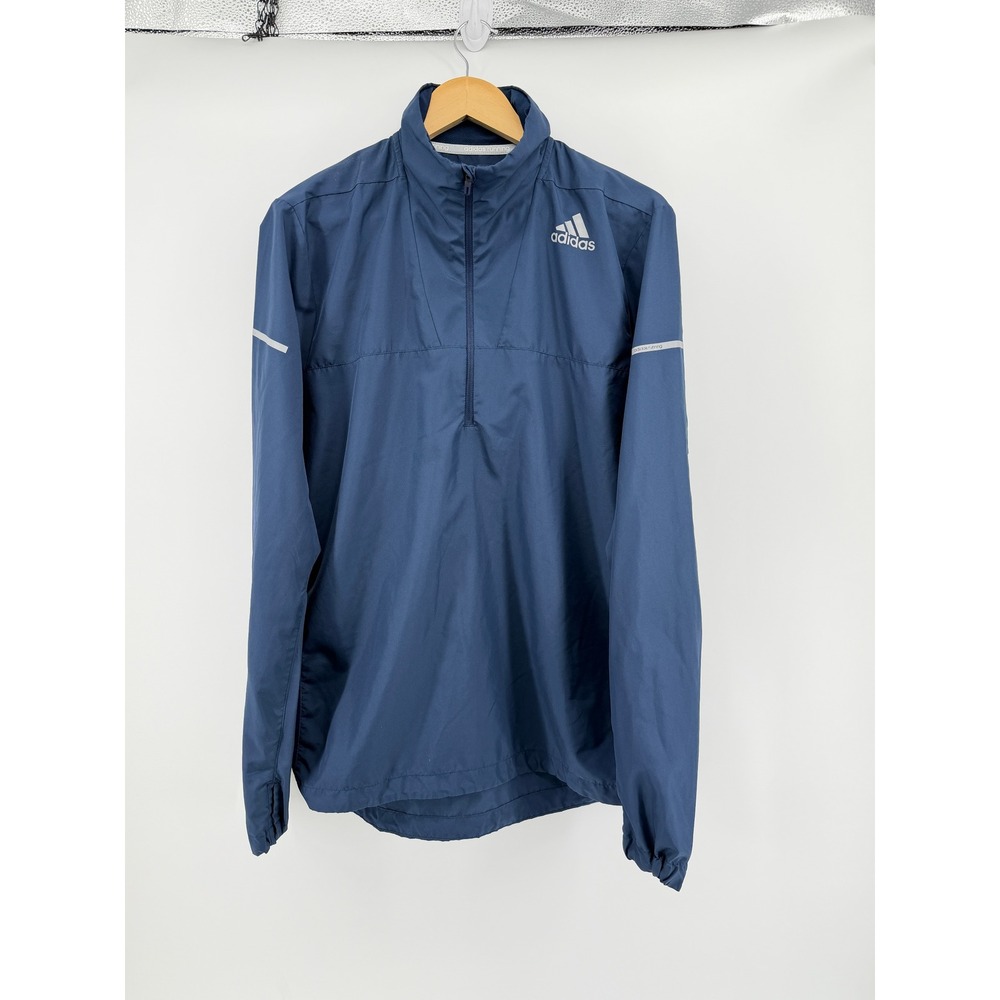 Adidas Running Climaproof Quarter Zip Windbreaker Jacket Mens Medium Navy S13637 - Picture 3 of 8